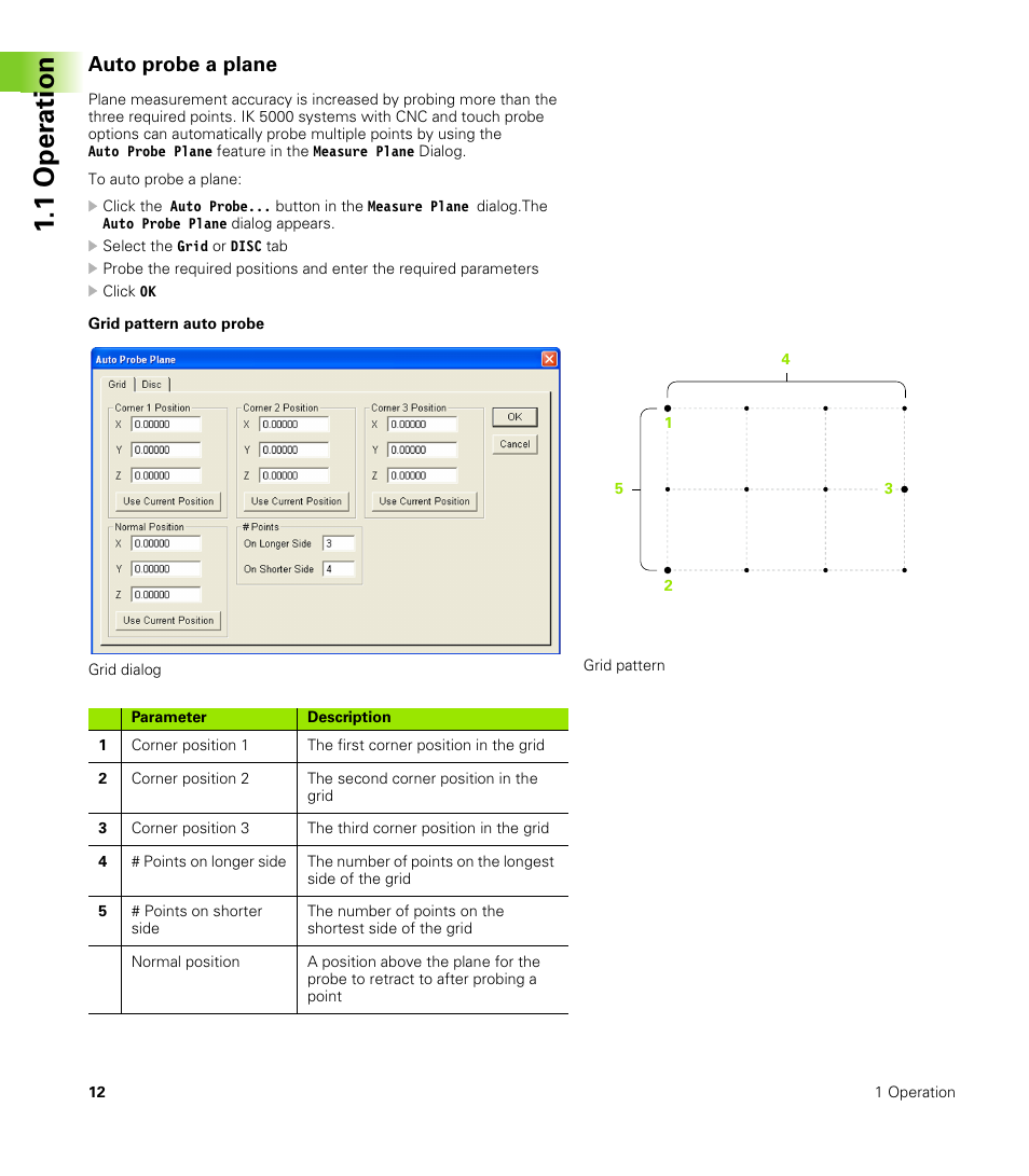 Auto probe a plane, 1 oper ation | HEIDENHAIN IK 5000 Addendum User Manual | Page 12 / 100