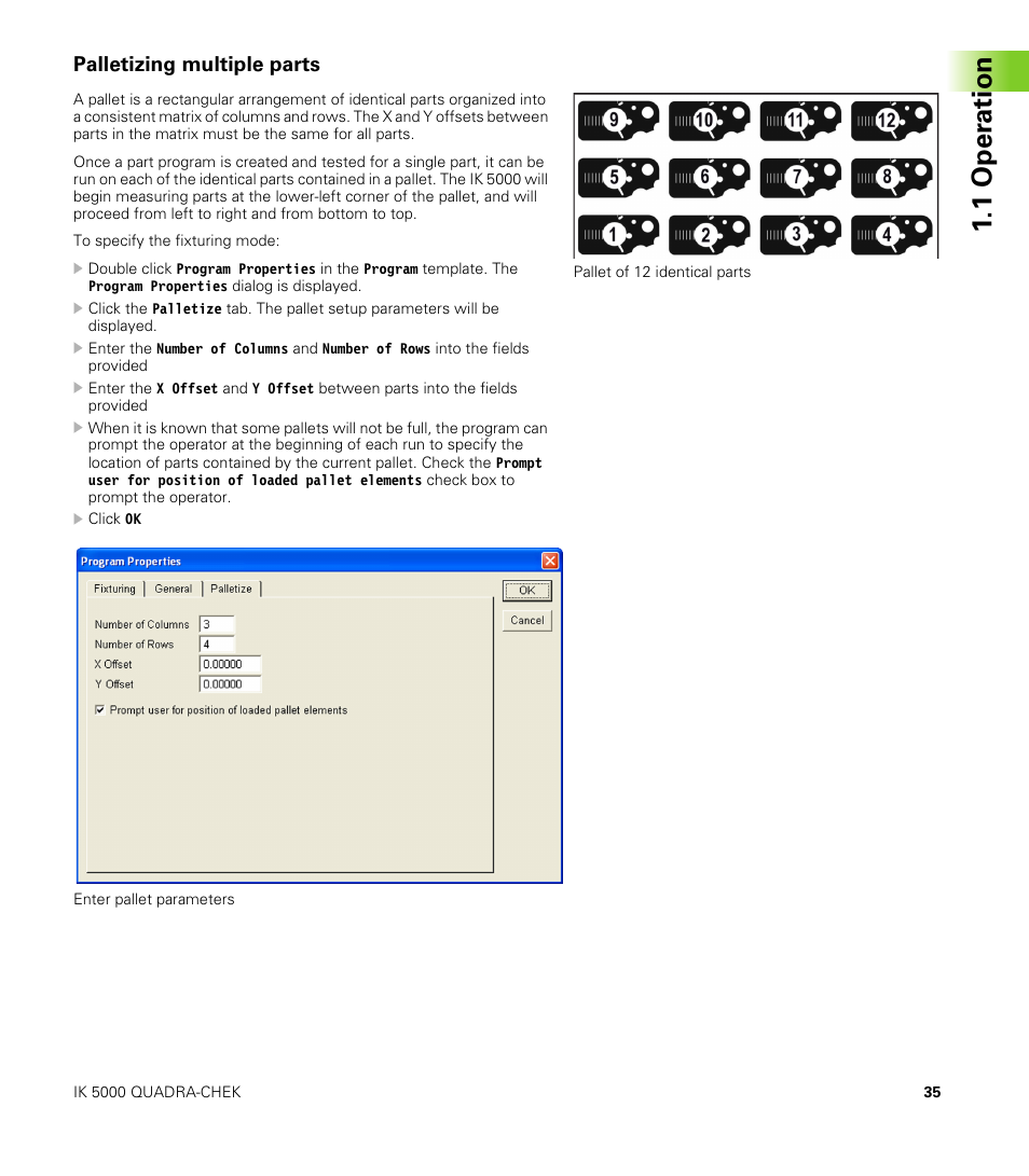 Palletizing multiple parts, 1 oper ation | HEIDENHAIN IK 5000 Addendum User Manual | Page 35 / 100
