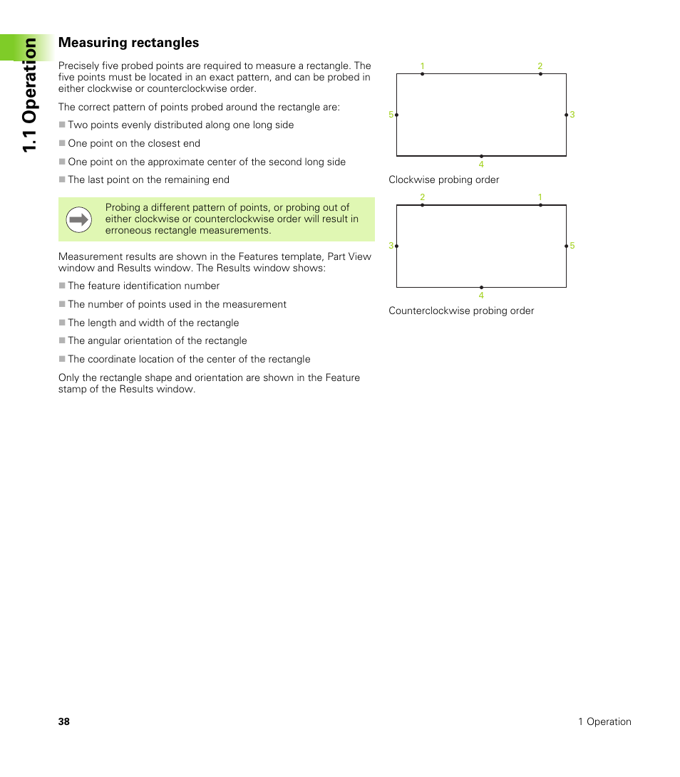 Measuring rectangles, 1 oper ation | HEIDENHAIN IK 5000 Addendum User Manual | Page 38 / 100