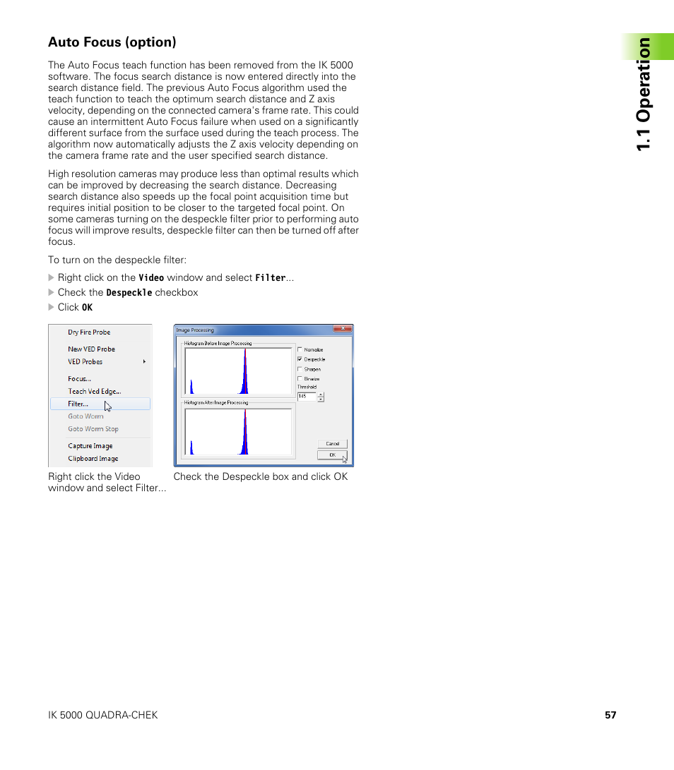 Auto focus (option), 1 oper ation | HEIDENHAIN IK 5000 Addendum User Manual | Page 57 / 100
