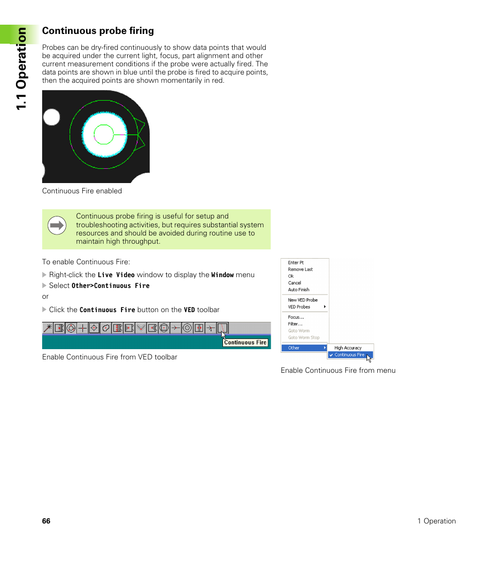 Continuous probe firing, 1 oper ation | HEIDENHAIN IK 5000 Addendum User Manual | Page 66 / 100