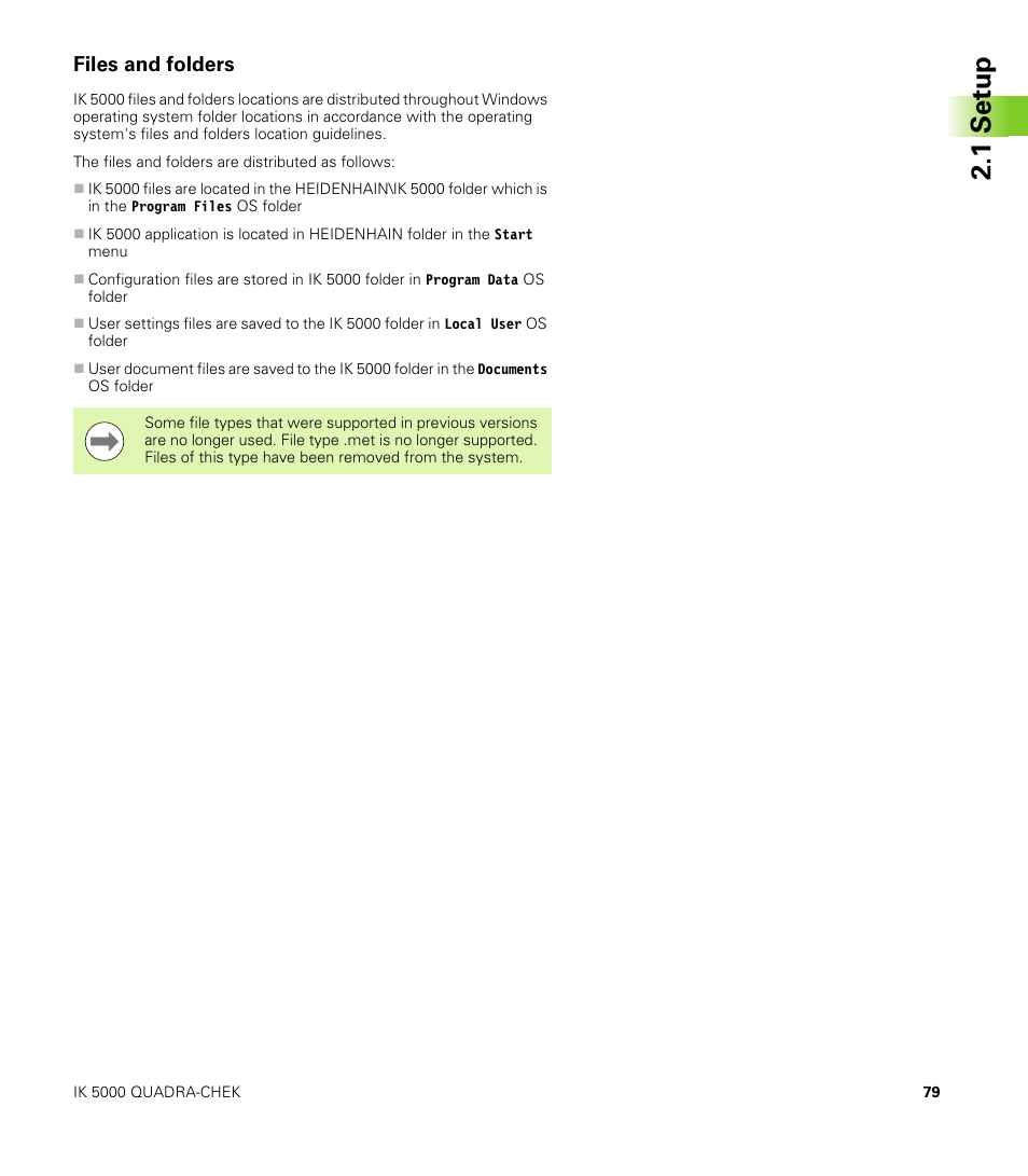 Files and folders, 1 set u p | HEIDENHAIN IK 5000 Addendum User Manual | Page 79 / 100