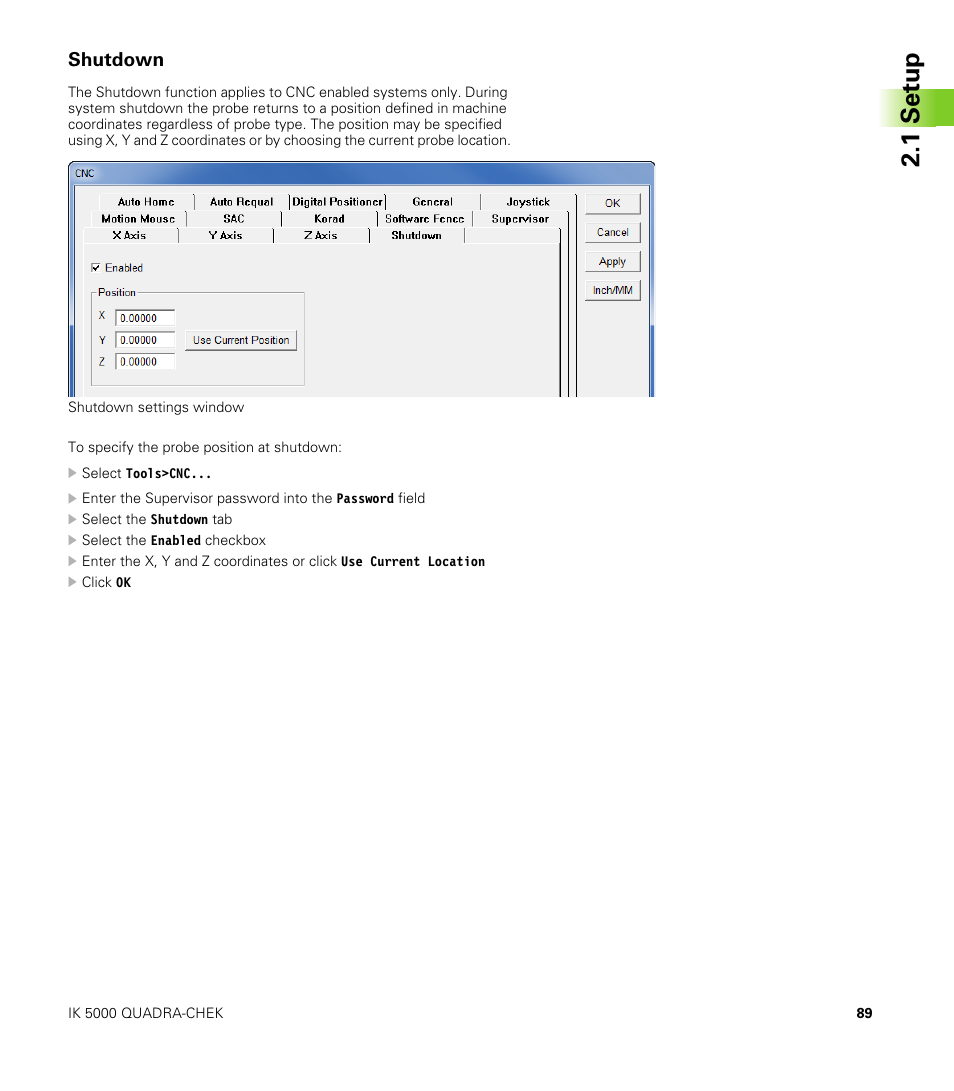 Shutdown, 1 set u p | HEIDENHAIN IK 5000 Addendum User Manual | Page 89 / 100