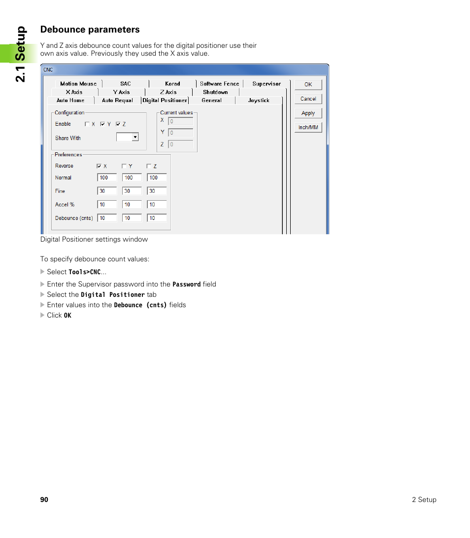 Debounce parameters, 1 set u p | HEIDENHAIN IK 5000 Addendum User Manual | Page 90 / 100