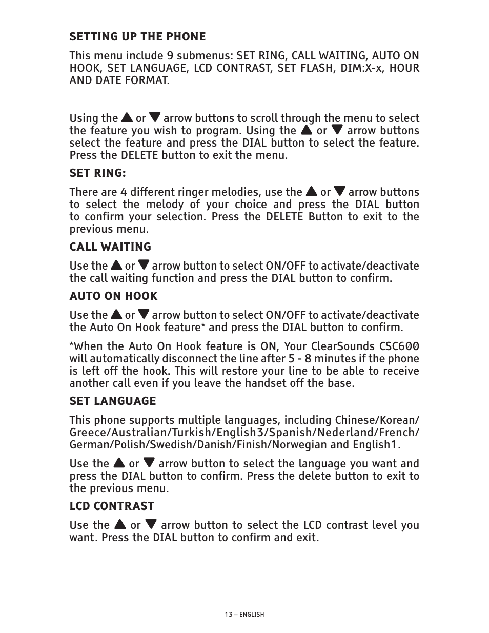 ClearSounds CSC600 User Manual | Page 13 / 22