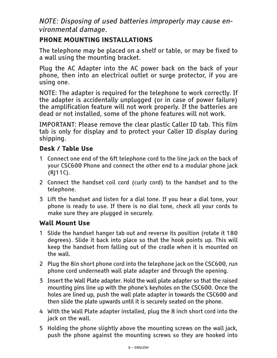 ClearSounds CSC600 User Manual | Page 6 / 22