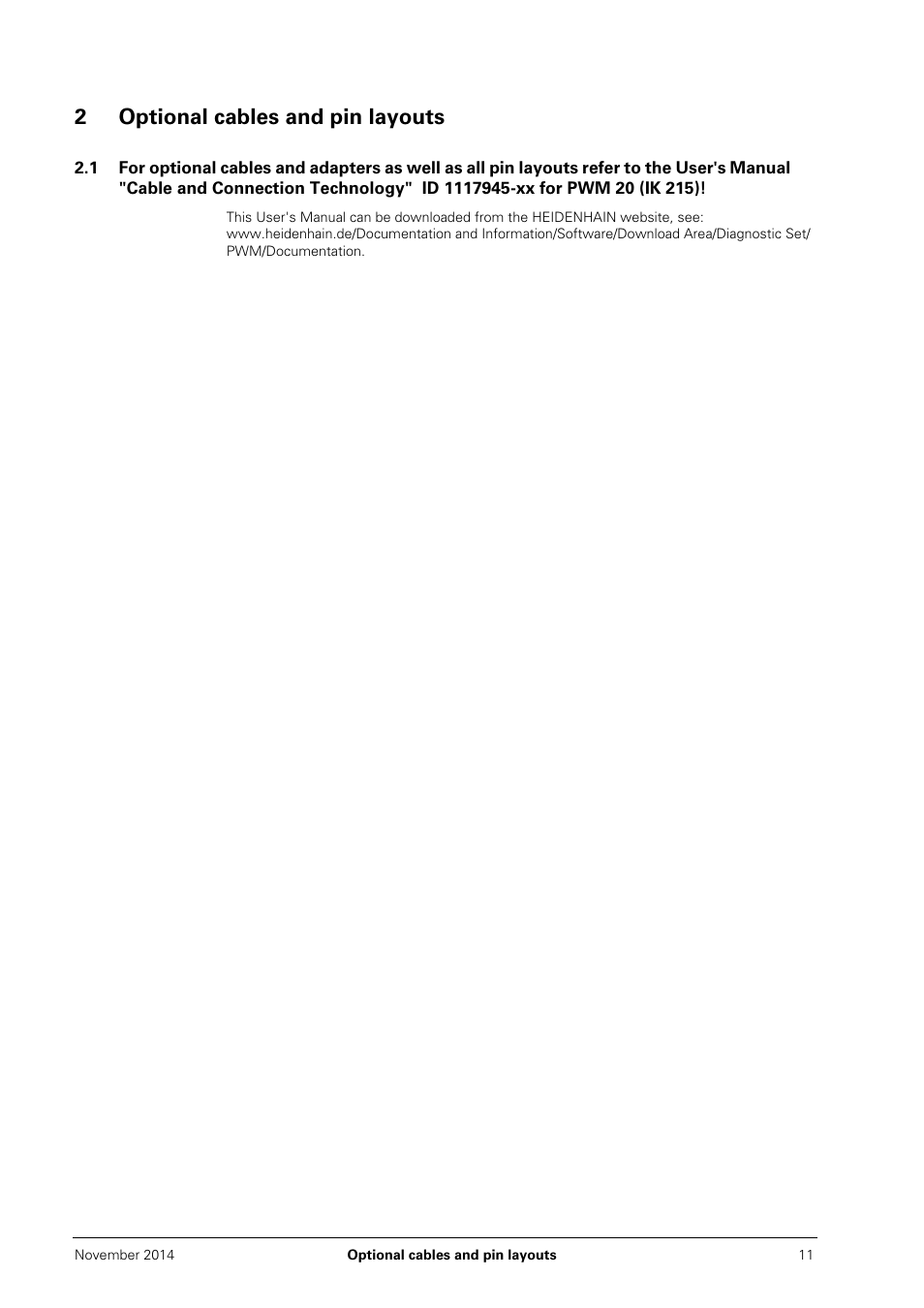 2 optional cables and pin layouts, 1 optional cables and adapters, 2optional cables and pin layouts | HEIDENHAIN PWM 20 User Manual | Page 10 / 244