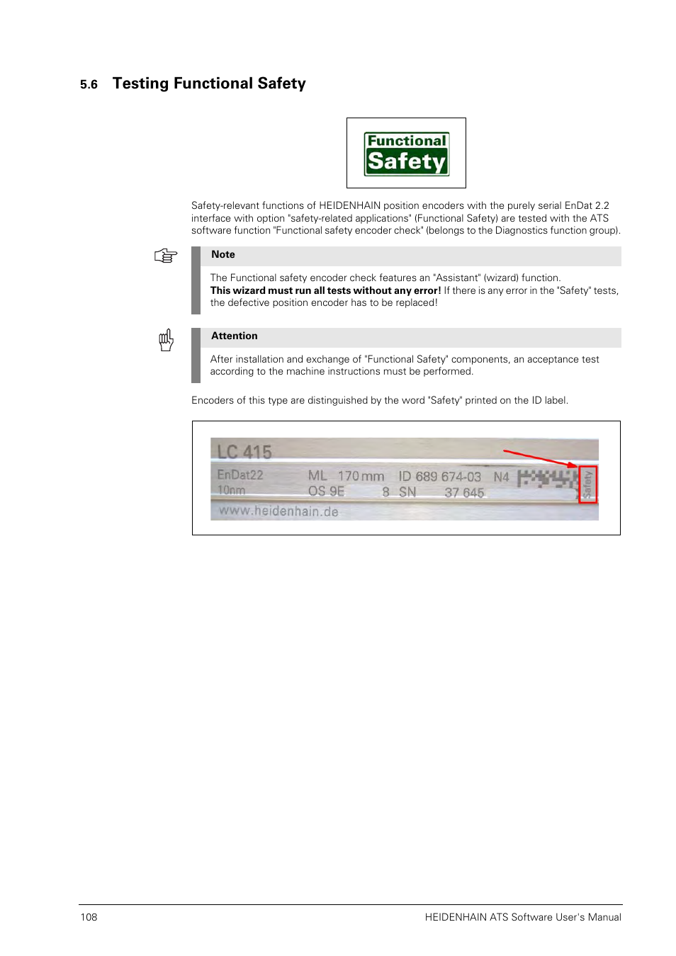 6 testing functional safety, Testing functional safety | HEIDENHAIN PWM 20 User Manual | Page 107 / 244
