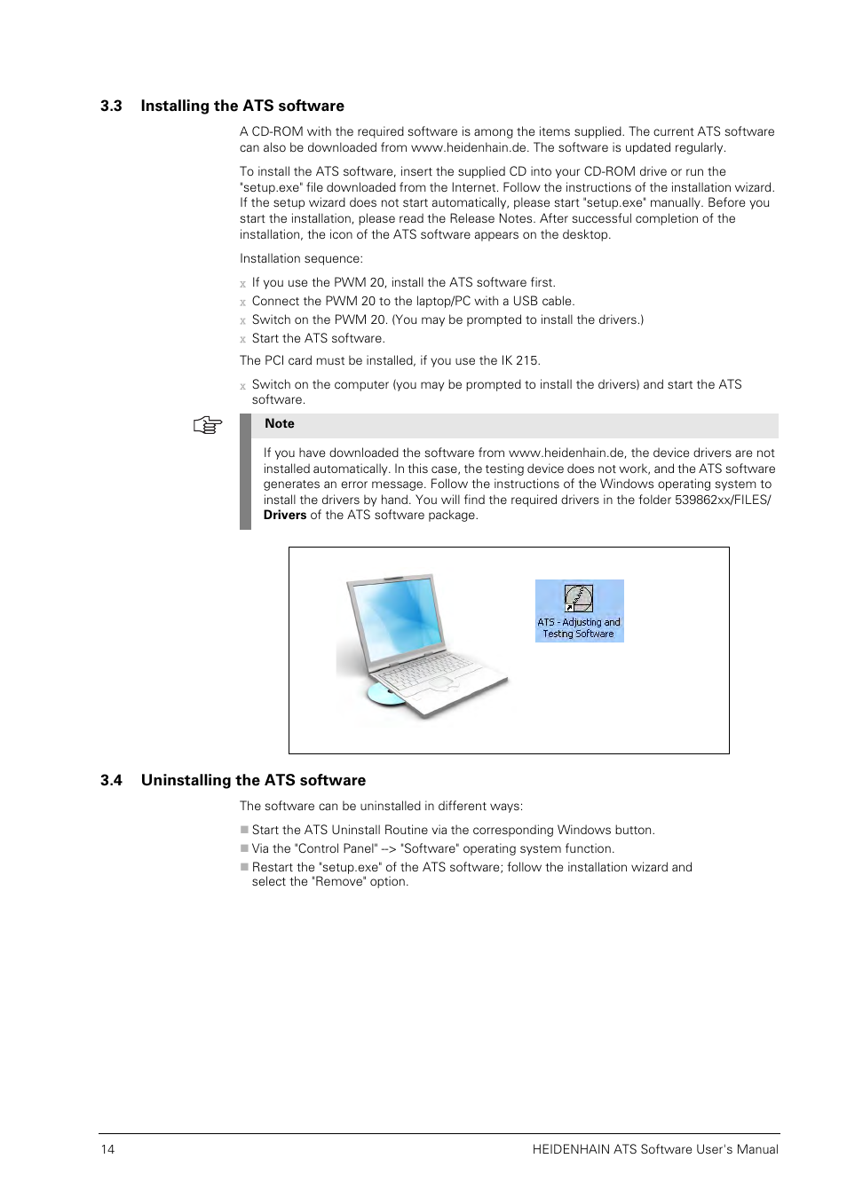 3 installing the ats software, 4 uninstalling the ats software | HEIDENHAIN PWM 20 User Manual | Page 13 / 244