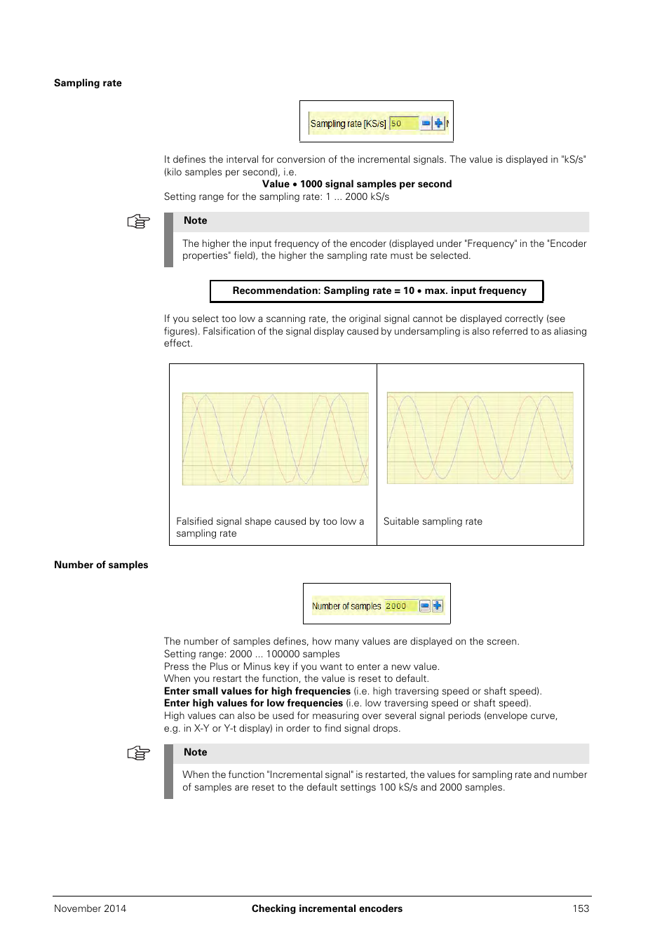 Sampling rate, Number of samples | HEIDENHAIN PWM 20 User Manual | Page 150 / 244