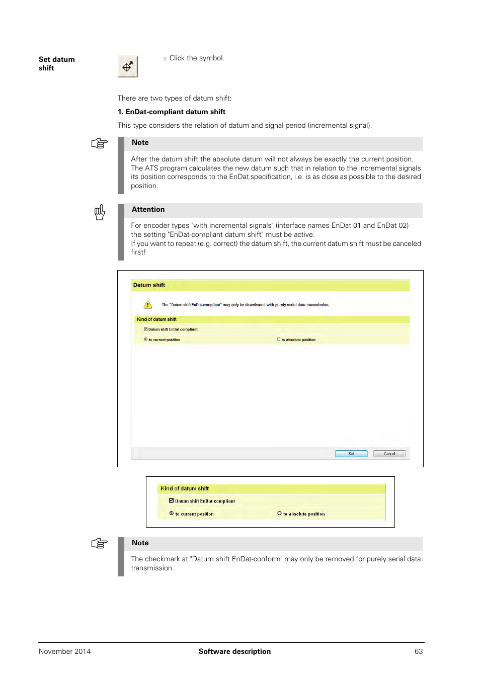 Set datum shift | HEIDENHAIN PWM 20 User Manual | Page 62 / 244