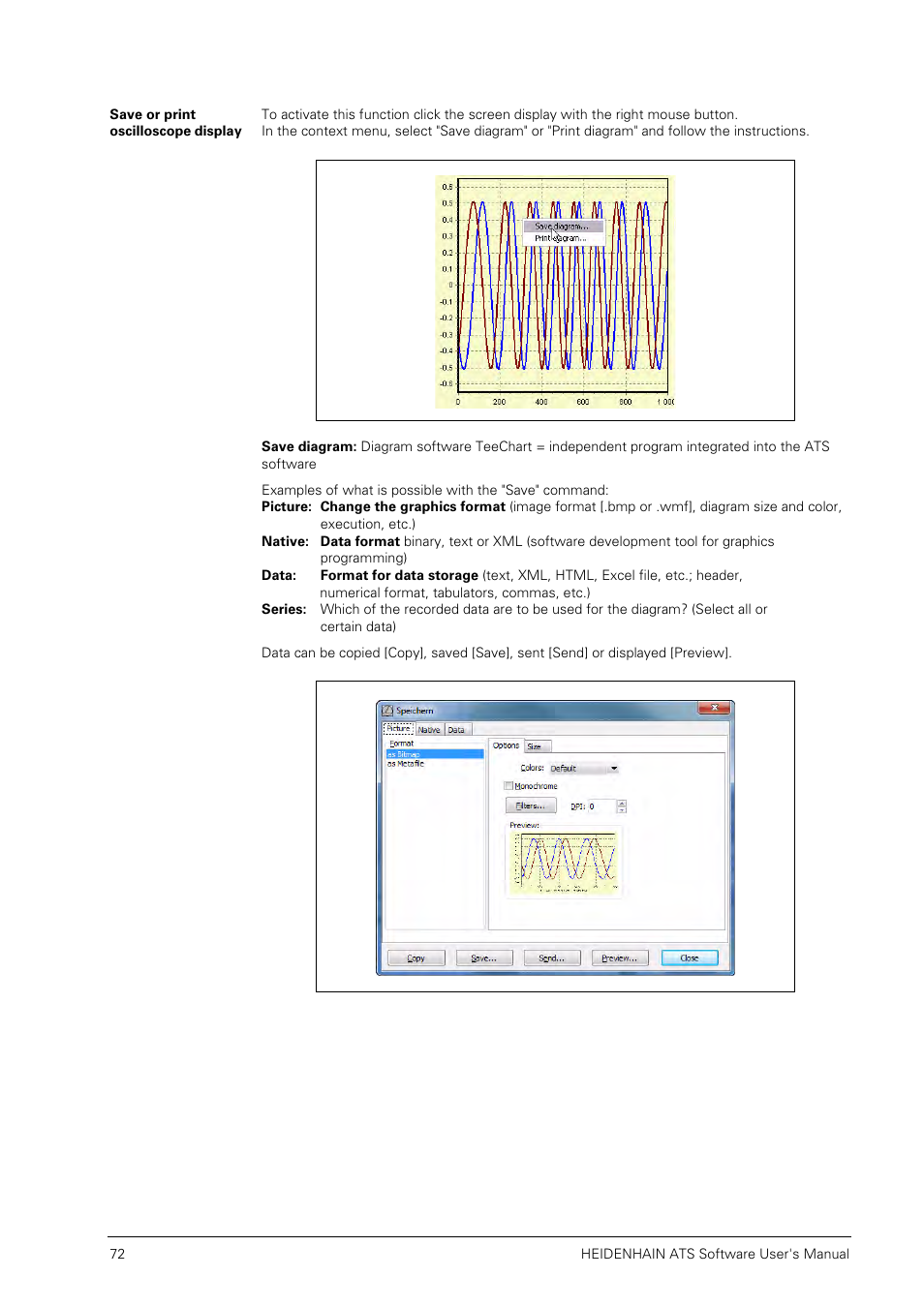 Save or print oscilloscope display | HEIDENHAIN PWM 20 User Manual | Page 71 / 244