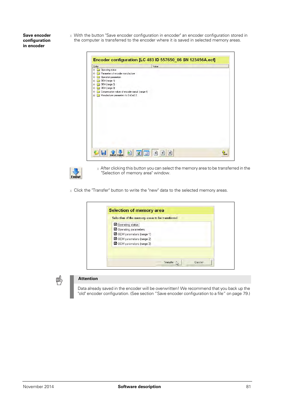 Save encoder configuration in encoder | HEIDENHAIN PWM 20 User Manual | Page 80 / 244