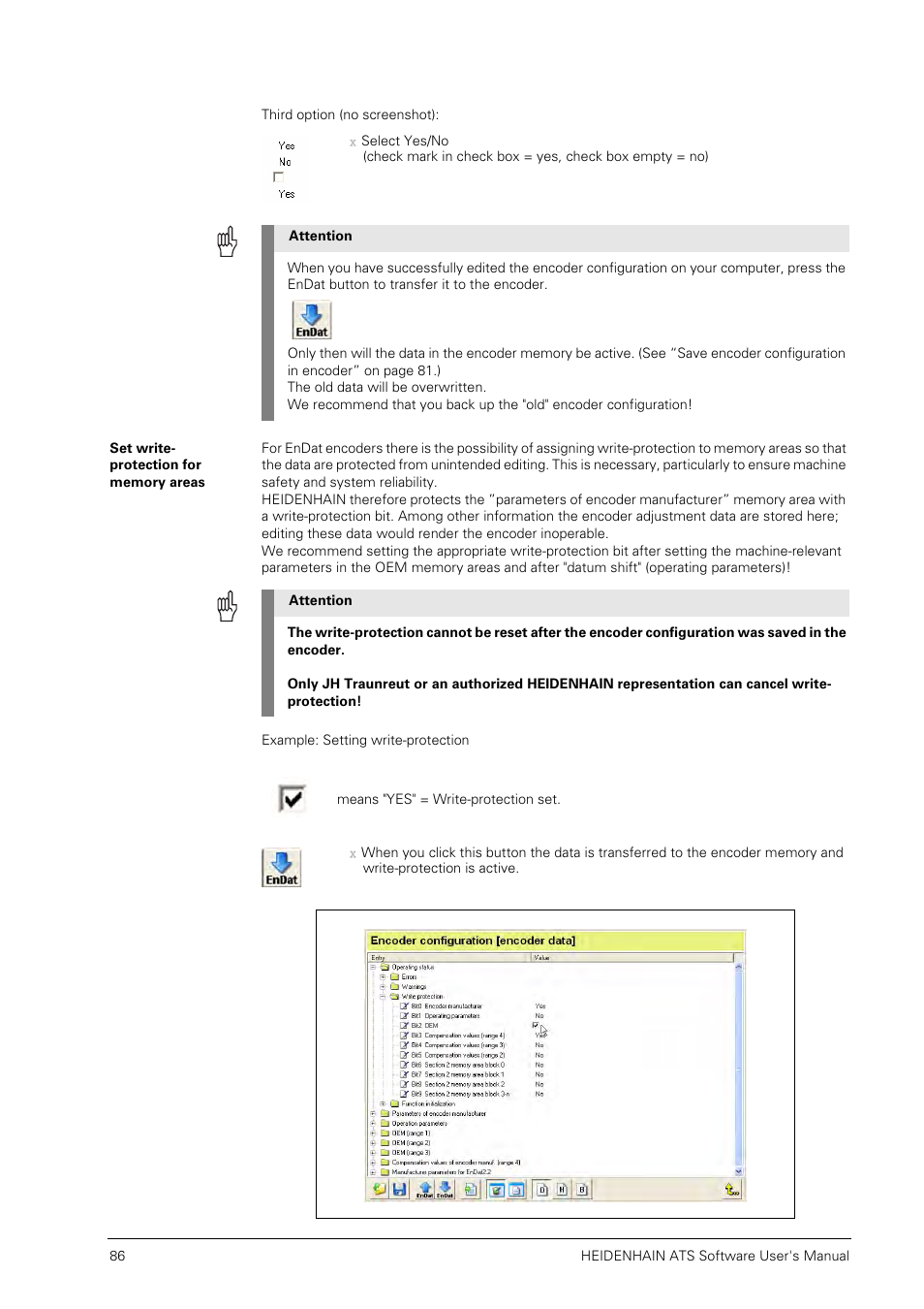 Set write- protection for memory areas | HEIDENHAIN PWM 20 User Manual | Page 85 / 244