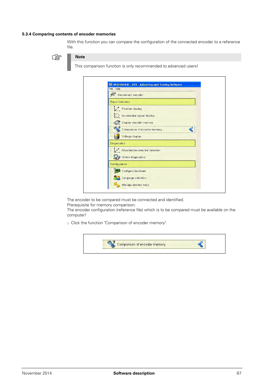4 comparing contents of encoder memories | HEIDENHAIN PWM 20 User Manual | Page 86 / 244