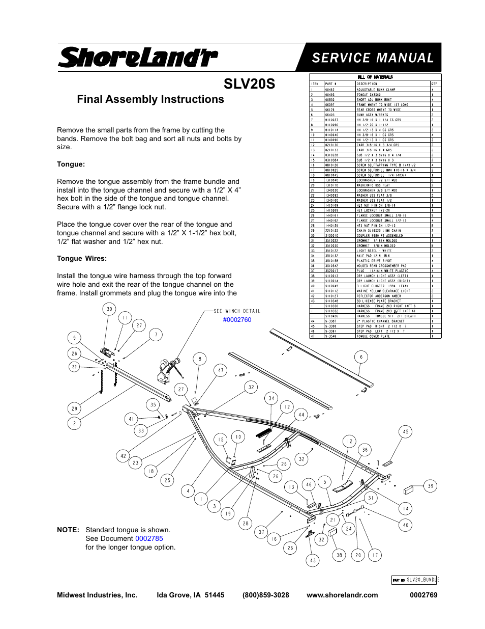 Slv20s, Final assembly instructions | ShoreLand'r 2x3 User Manual | Page 11 / 32