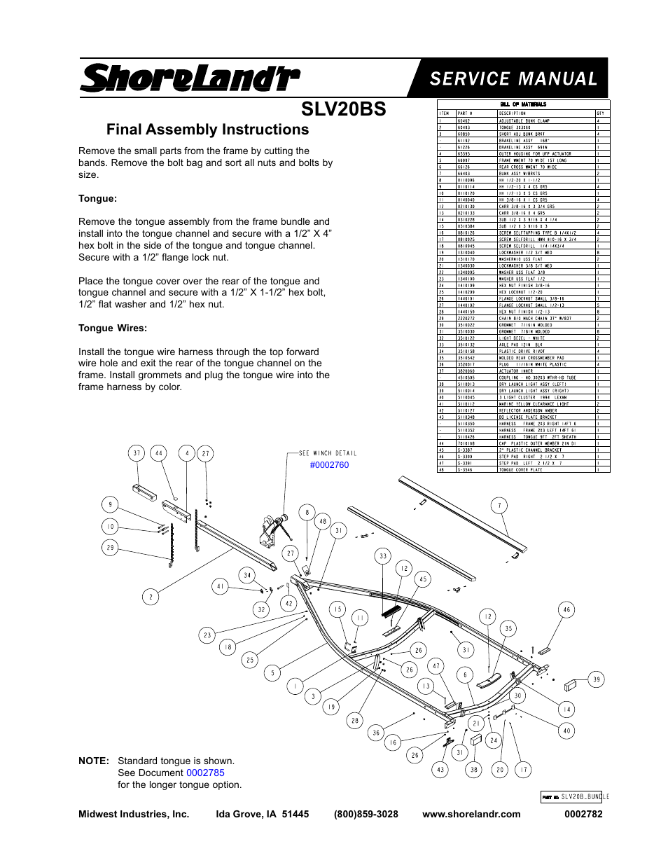 Slv20bs, Final assembly instructions | ShoreLand'r 2x3 User Manual | Page 13 / 32