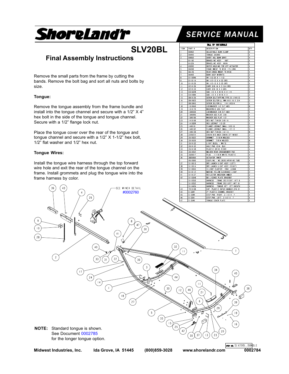 Slv20bl, Final assembly instructions | ShoreLand'r 2x3 User Manual | Page 21 / 32