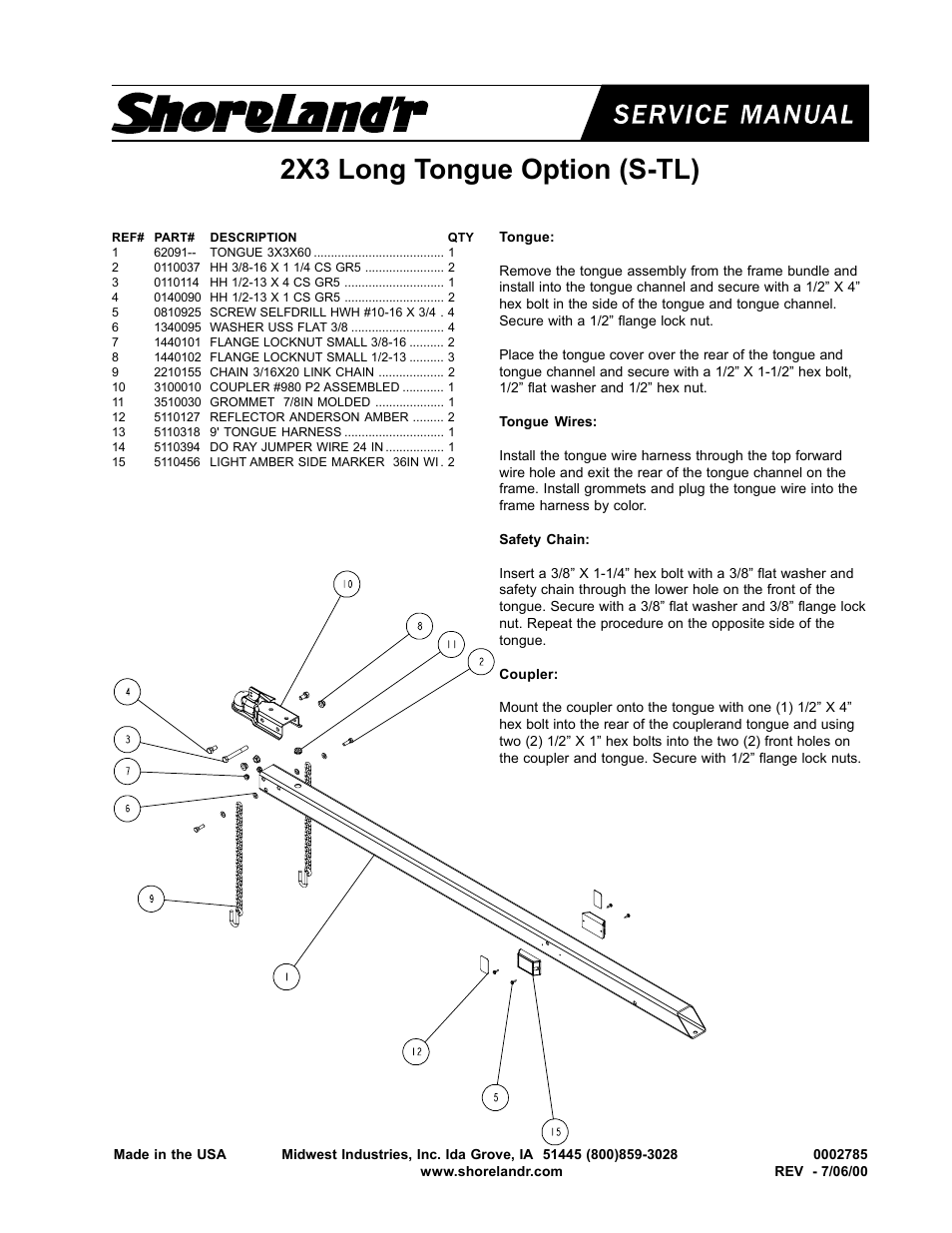 2x3 long tongue option (s-tl) | ShoreLand'r 2x3 User Manual | Page 31 / 32