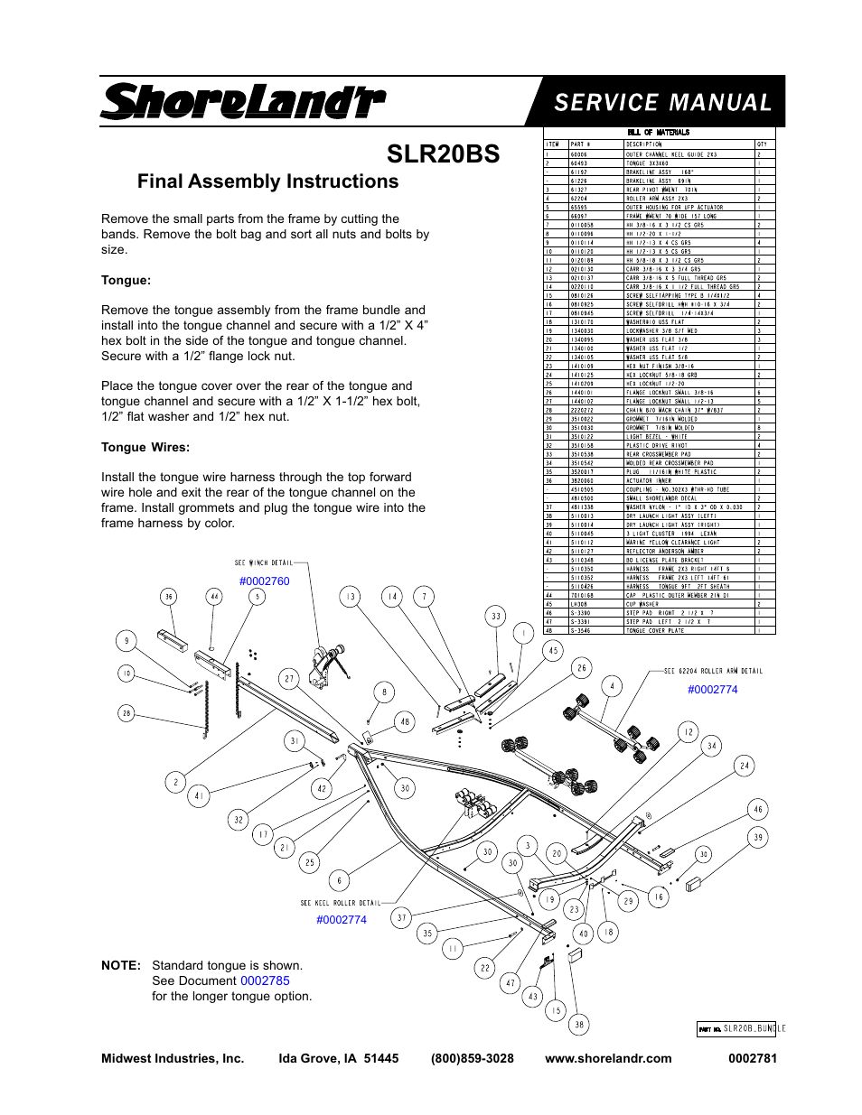 Slr20bs, Final assembly instructions | ShoreLand'r 2x3 User Manual | Page 9 / 32