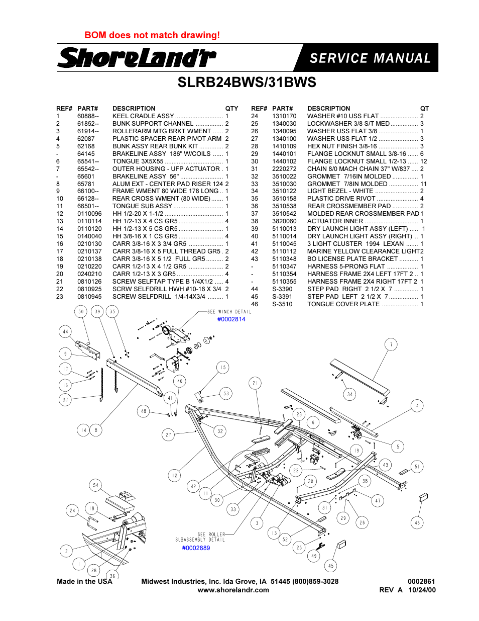 Slrb24bws/31bws, Bom does not match drawing | ShoreLand'r 2x4W User Manual | Page 31 / 58