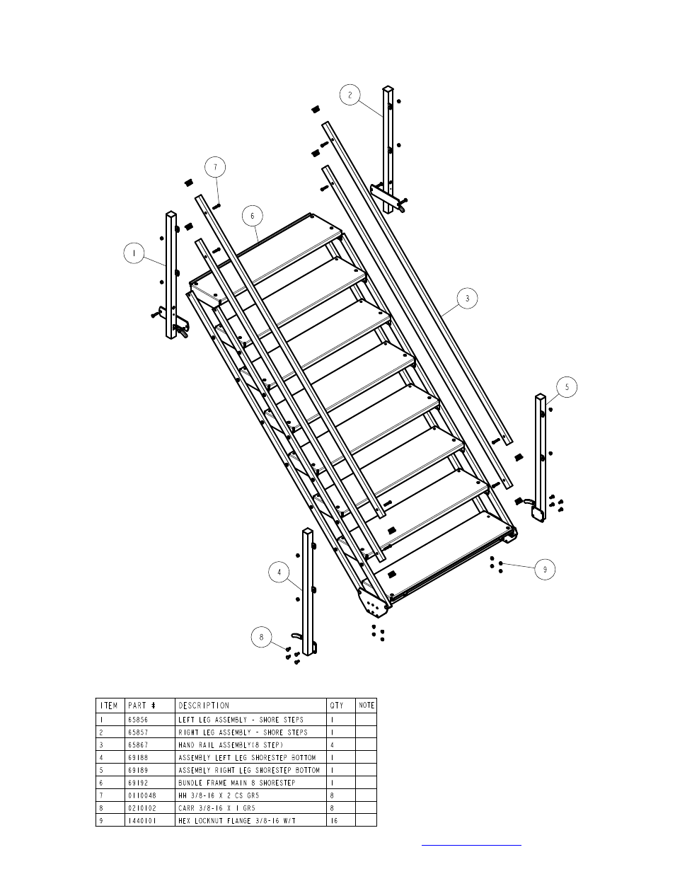 Leg assemblies & handrails | ShoreLand'r ADSS-8 User Manual | Page 3 / 7