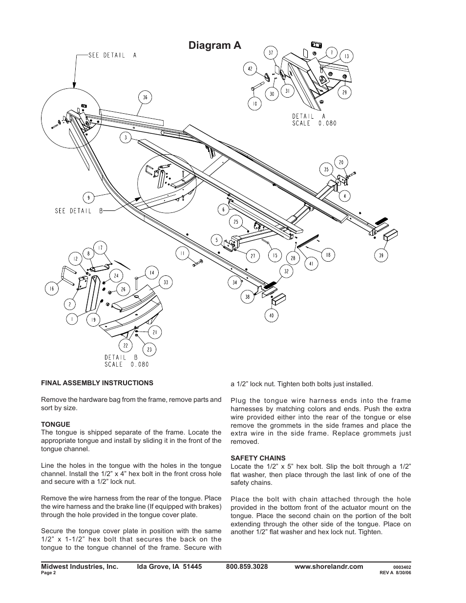 Diagram a | ShoreLand'r B2313LW User Manual | Page 2 / 10