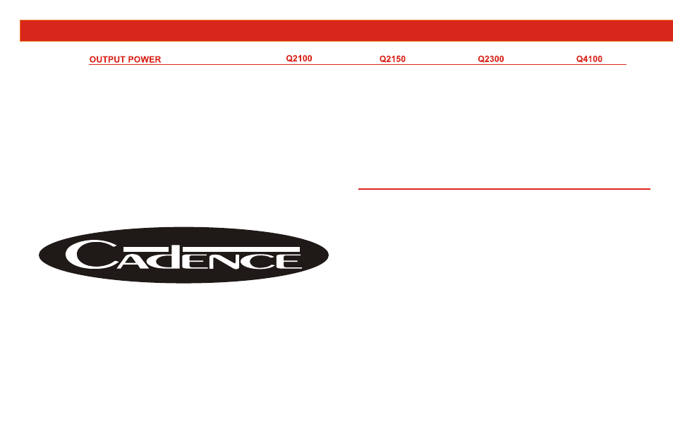 Cadence Q DRIVE SERIES User Manual | Page 12 / 12