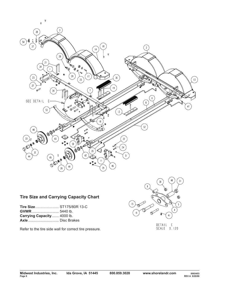 Tire size and carrying capacity chart | ShoreLand'r B40TBBLW User Manual | Page 8 / 12