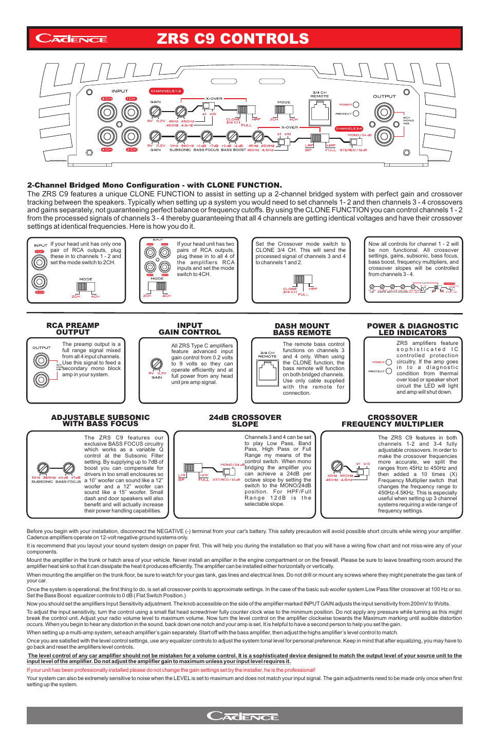 Zrs c9 controls | Cadence ZRS C9 User Manual | Page 4 / 4
