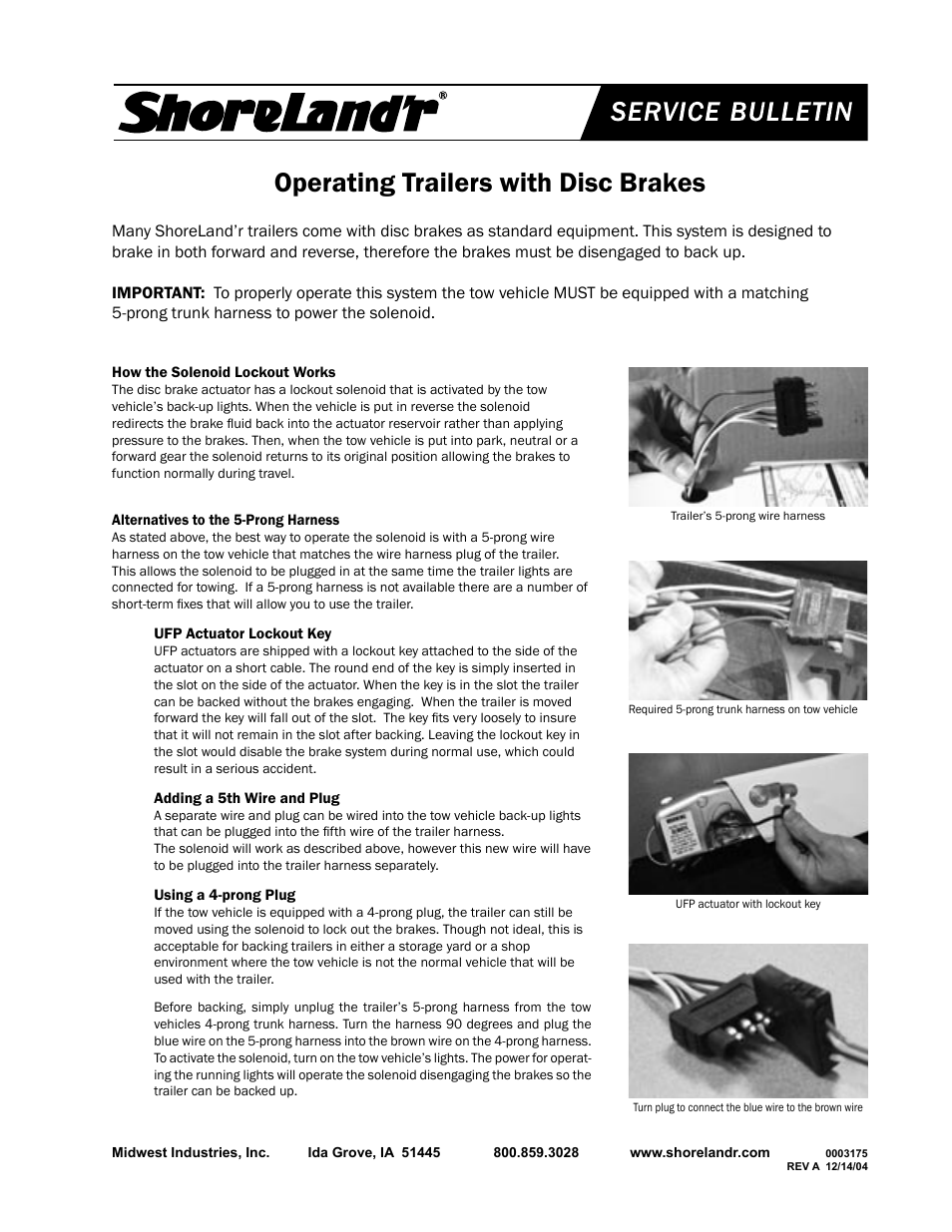 ShoreLand'r Disc Brake Lockout User Manual | 2 pages