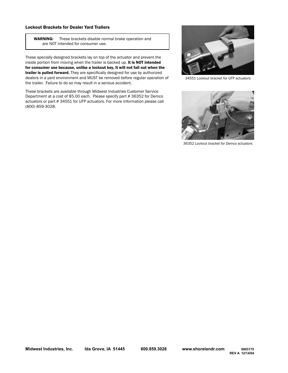 ShoreLand'r Disc Brake Lockout User Manual | Page 2 / 2