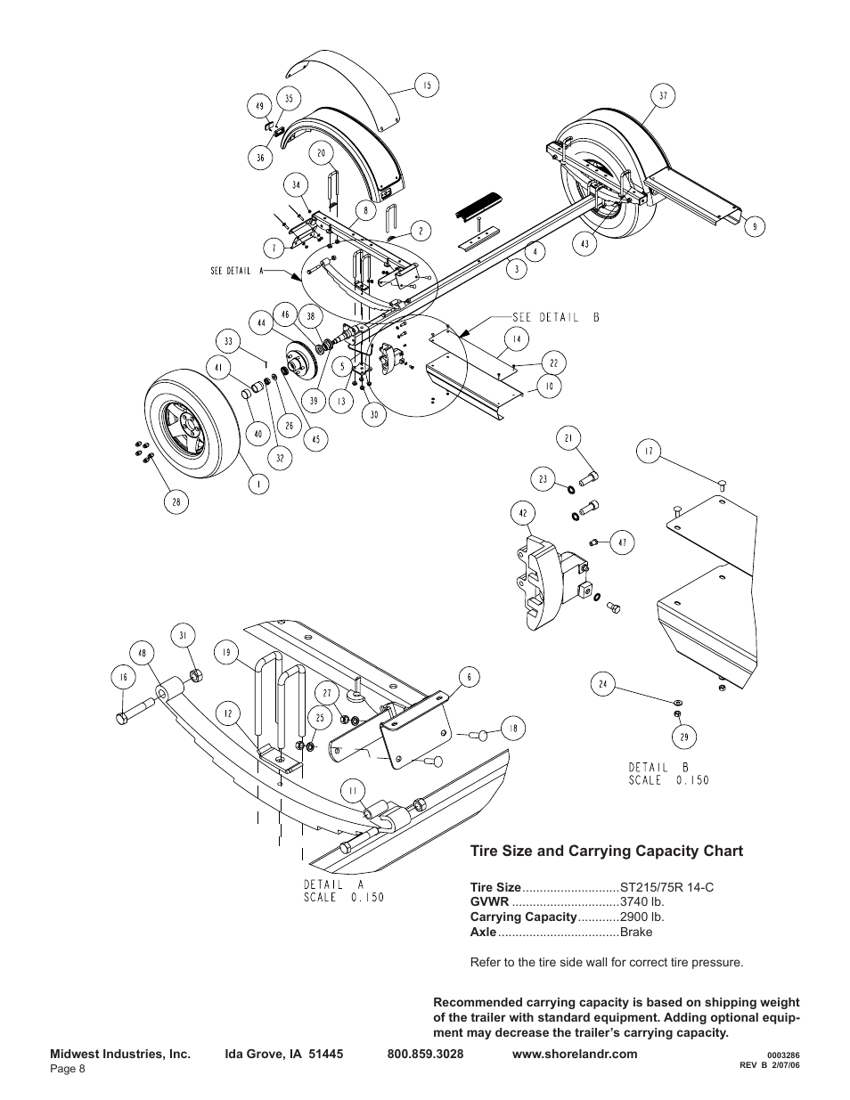 Tire size and carrying capacity chart | ShoreLand'r LEB29CBXLW User Manual | Page 8 / 10