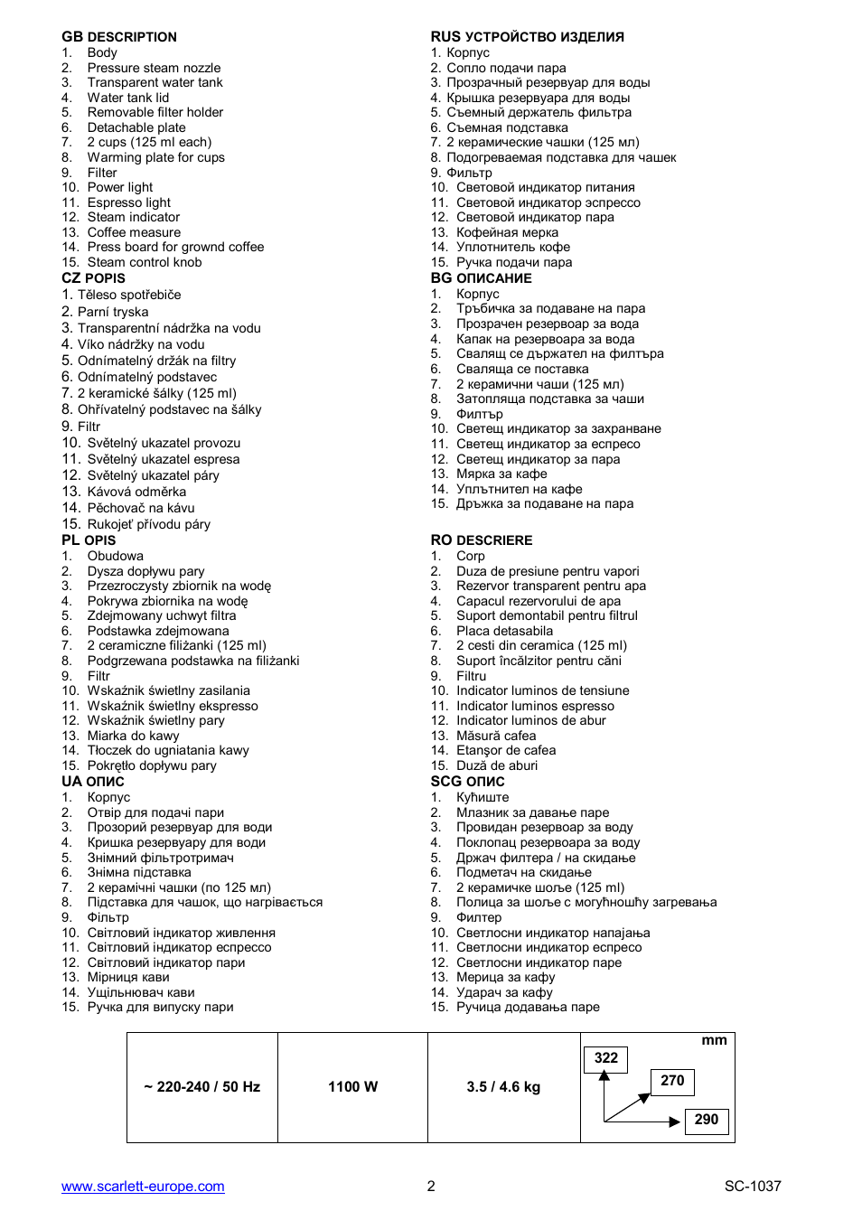 Scarlett SC-1037 User Manual | Page 2 / 21