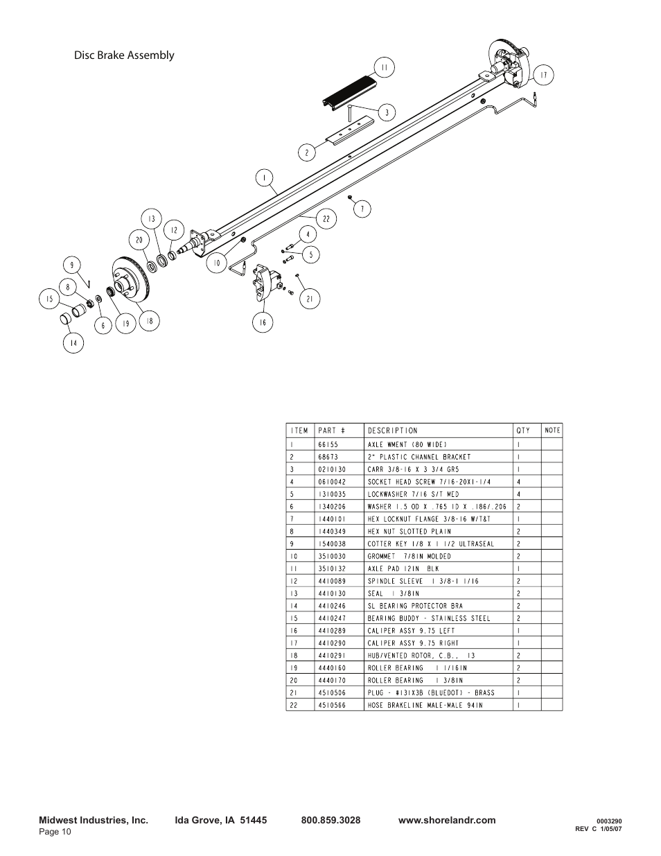 Disc brake assembly | ShoreLand'r LEB40TCBXLW V.2 User Manual | Page 10 / 14