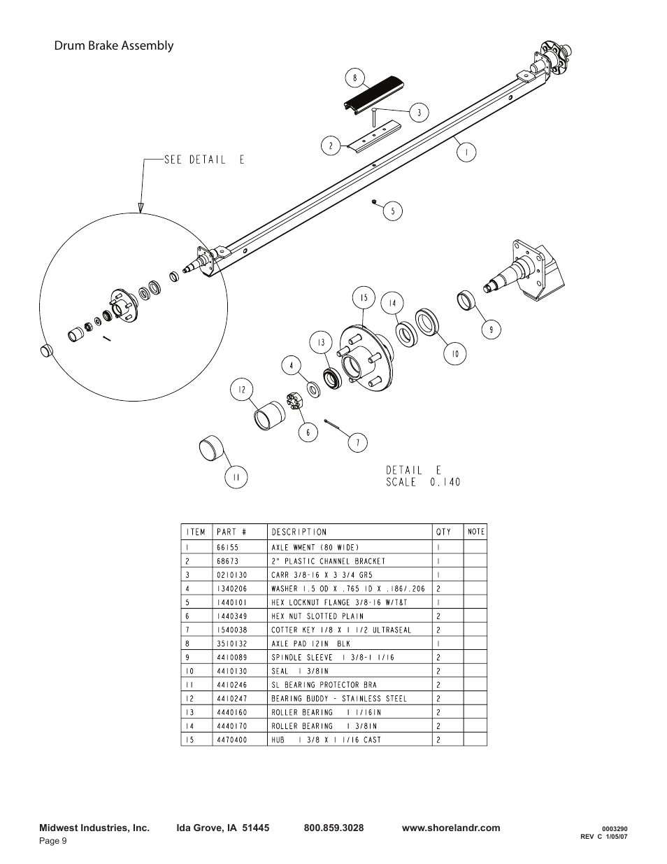 Drum brake assembly | ShoreLand'r LEB40TCBXLW V.2 User Manual | Page 9 / 14