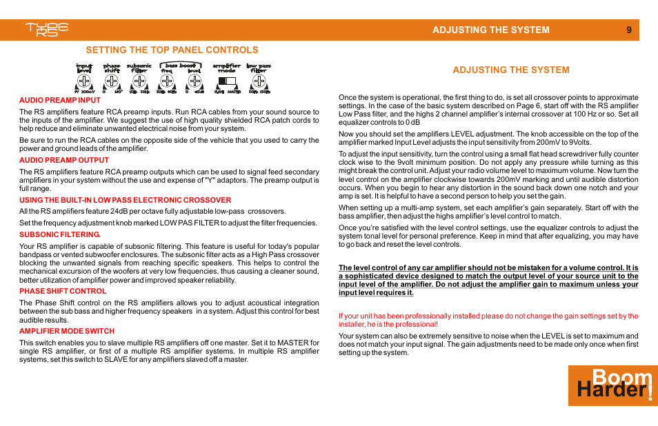 Setting up, Boom ! harder | Cadence MONO CLASS D User Manual | Page 9 / 16