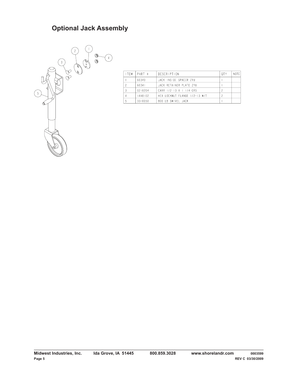Optional jack assembly | ShoreLand'r PWC2413W User Manual | Page 5 / 8