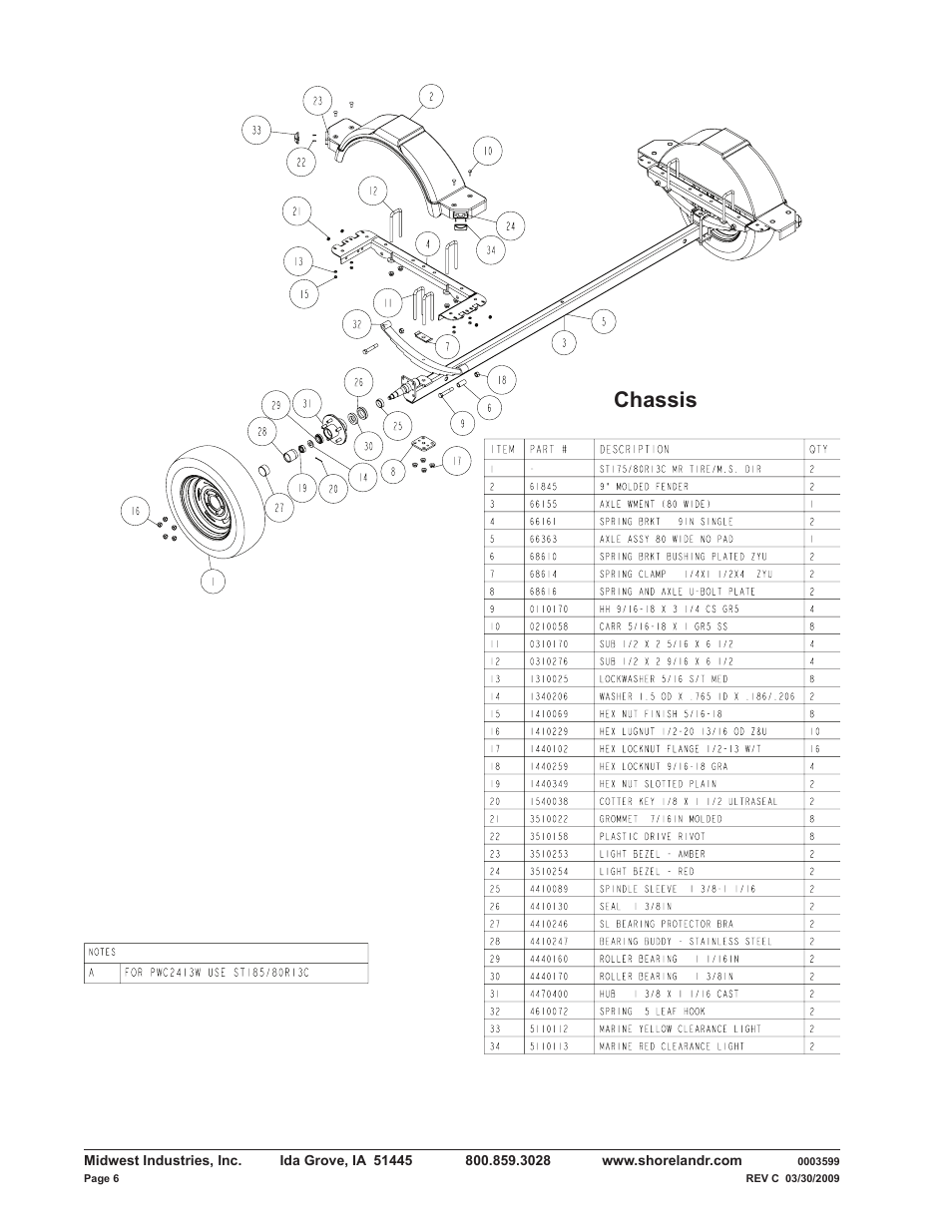 Chassis | ShoreLand'r PWC2413W User Manual | Page 6 / 8