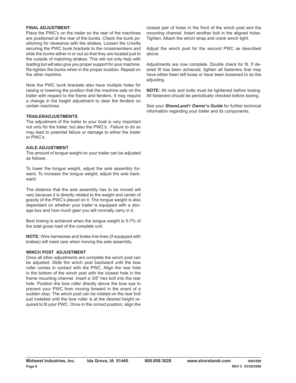 ShoreLand'r PWC2413W User Manual | Page 8 / 8
