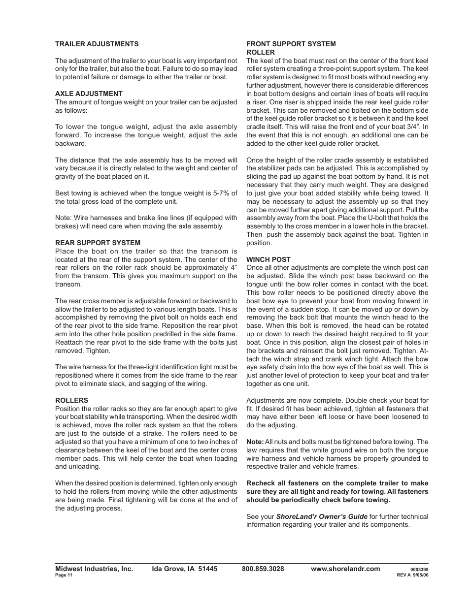 ShoreLand'r R2313SW User Manual | Page 11 / 12