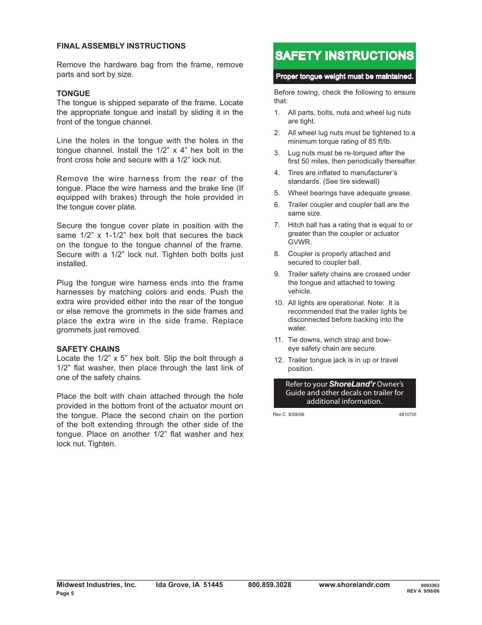 Safety instructions | ShoreLand'r R2314L User Manual | Page 5 / 12