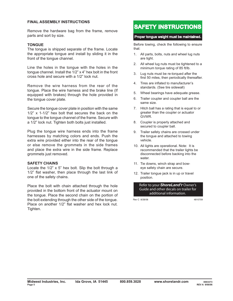 Safety instructions | ShoreLand'r R2314LW User Manual | Page 5 / 12