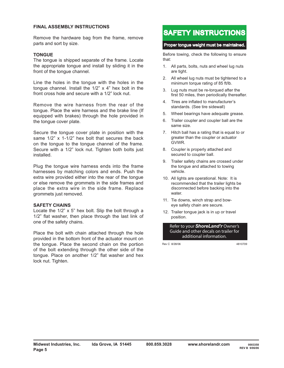 Safety instructions | ShoreLand'r R2314S User Manual | Page 5 / 12