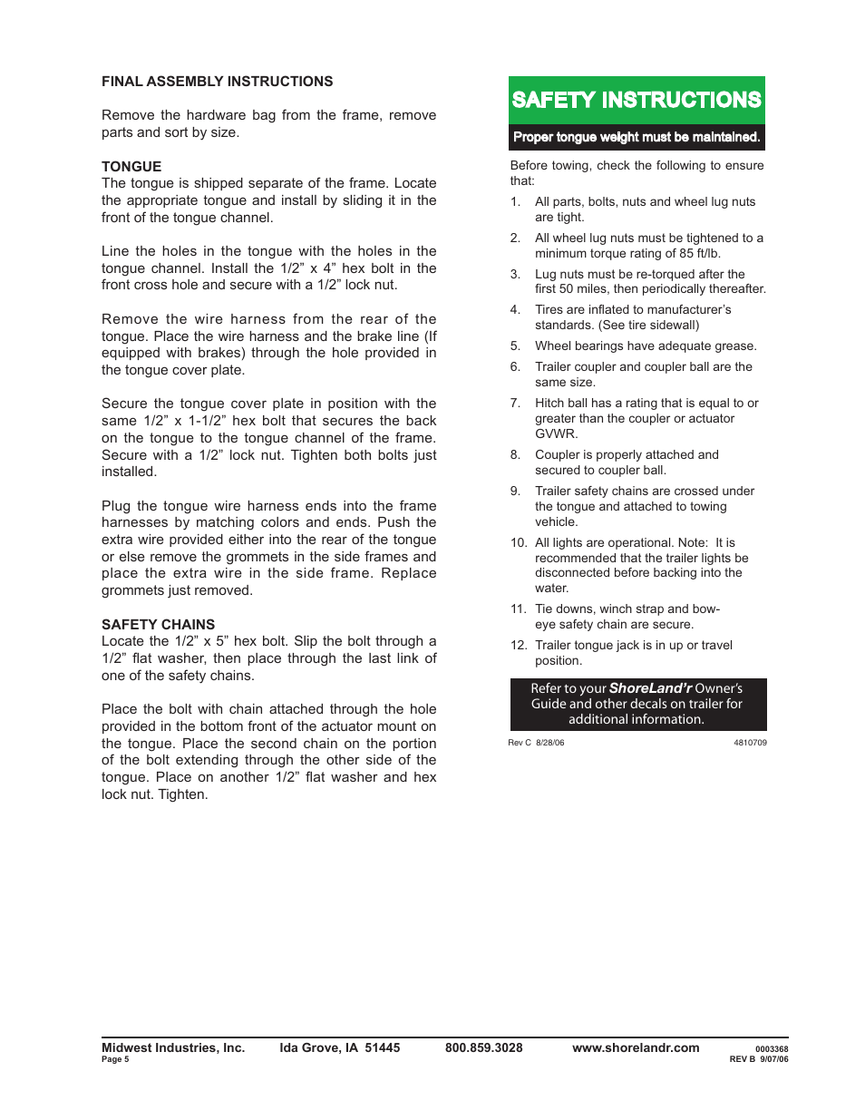 Safety instructions | ShoreLand'r R2314SW User Manual | Page 5 / 12