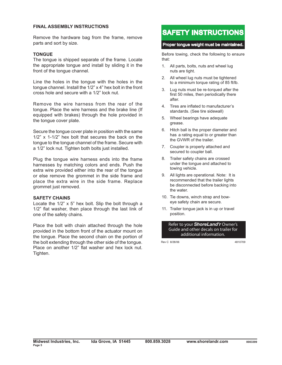Safety instructions | ShoreLand'r RB2313SW User Manual | Page 5 / 12
