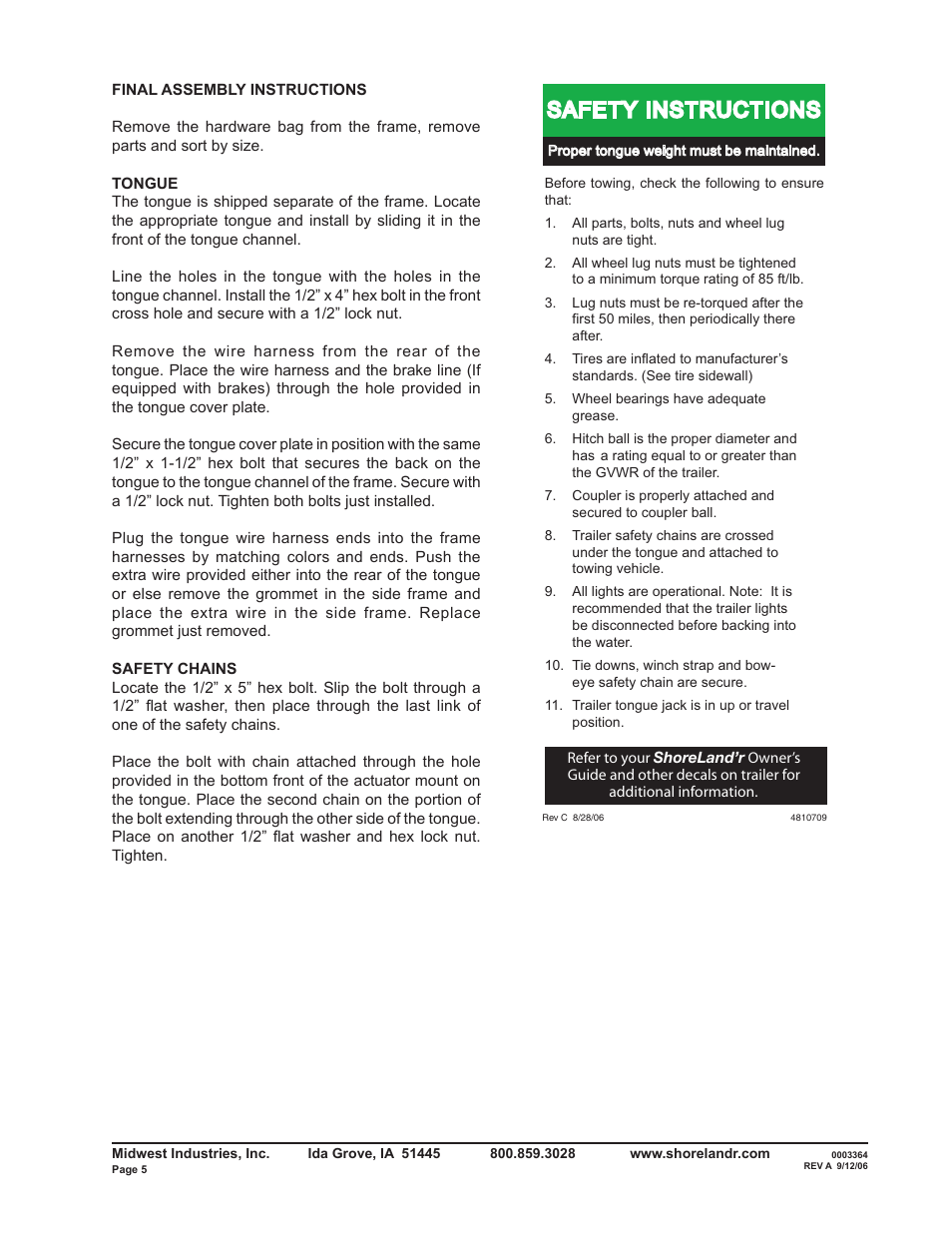 Safety instructions | ShoreLand'r RB2314L User Manual | Page 5 / 12