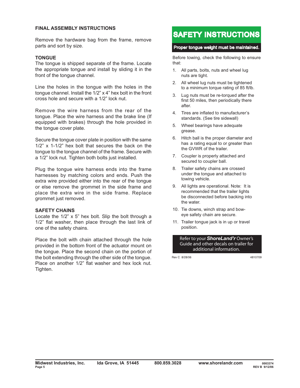 Safety instructions | ShoreLand'r RB2314LW User Manual | Page 5 / 12