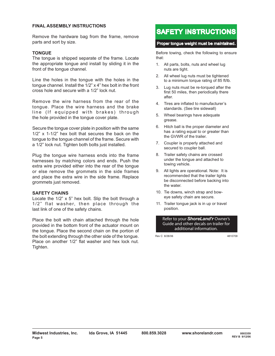 Safety instructions | ShoreLand'r RB2314S User Manual | Page 5 / 12