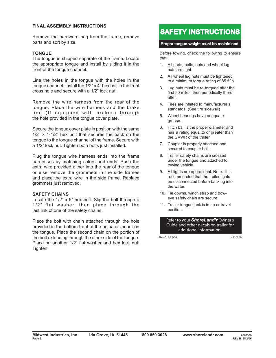 Safety instructions | ShoreLand'r RB2314SW User Manual | Page 5 / 12